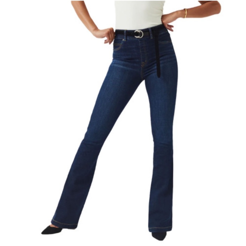 Spanx Flare Pull On Jeans in Midnight Blue.